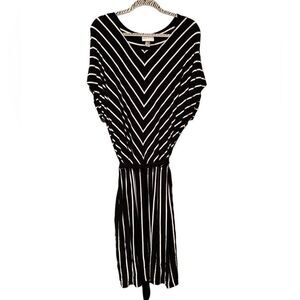 Ava & Viv Dress Plus Size Black & White Size 2X Elastic Waist Flowy